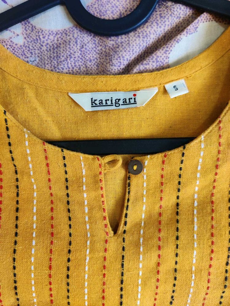 Karigari Yellow Striped Kurta