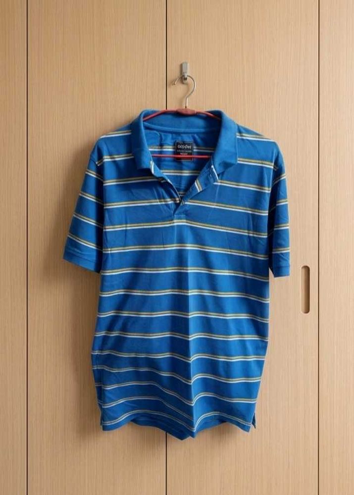 Men's Blue Striped Polo T- Shirt