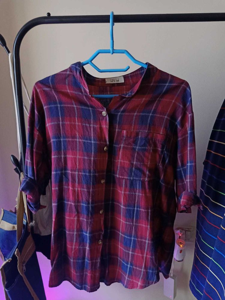 pink &amp; Blue Plaid Button-Up Shirt
