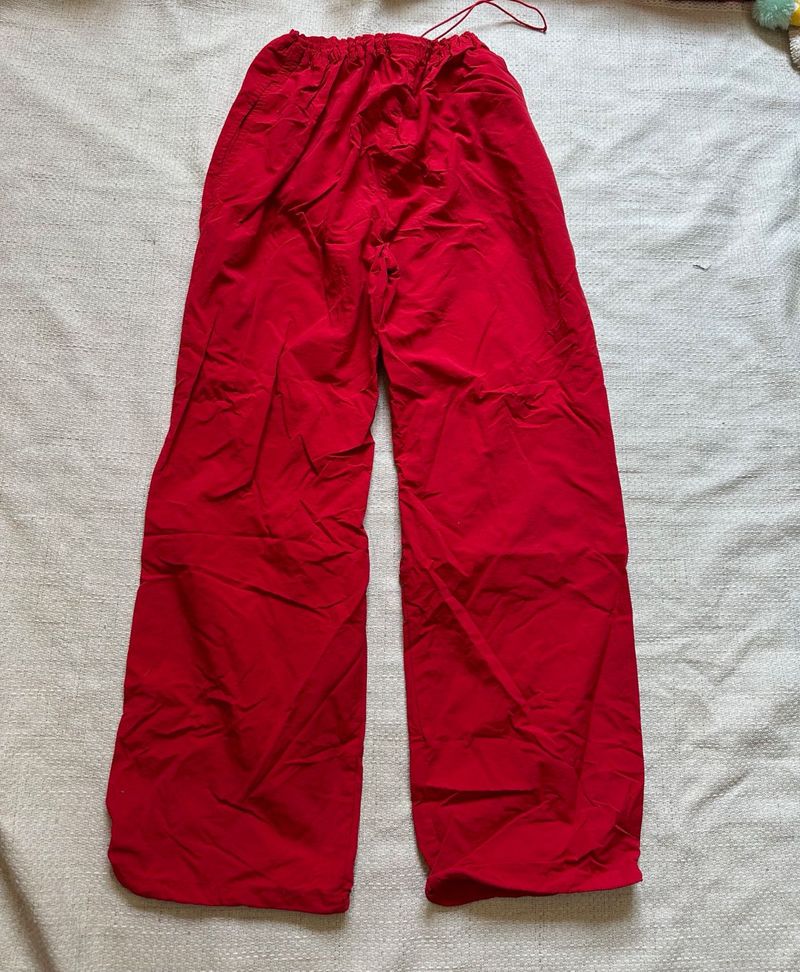 Vibrant Red Wide-Leg Pants