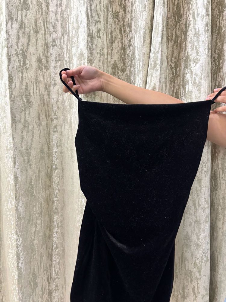 Elegant Black Velvet Slip Dress