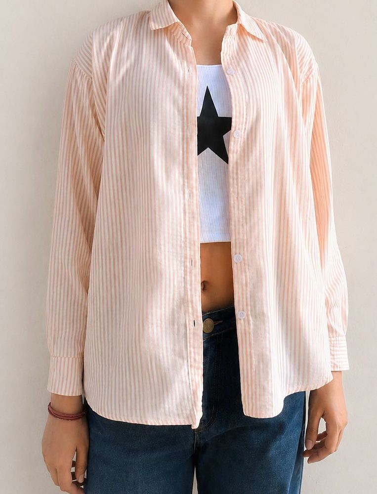 Striped Peach Oversized Shirt