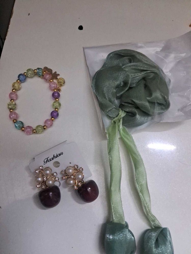 Cute Cherry Earrings &amp; Beaded Bracelet