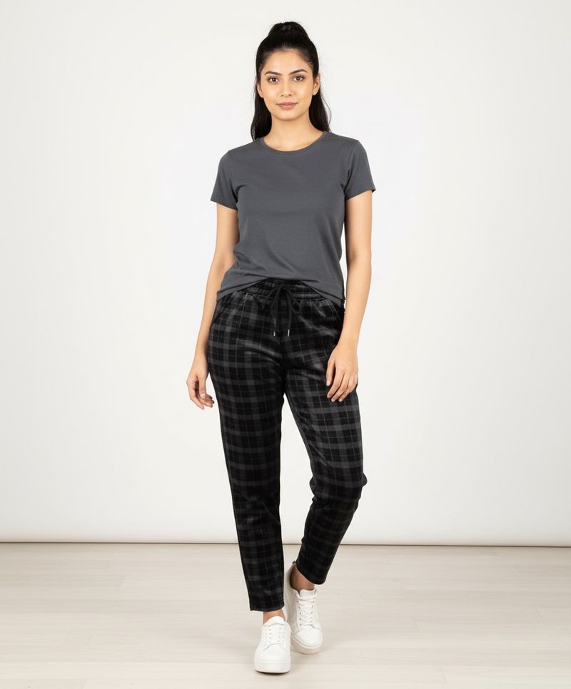 Checkered Velour Track Pants