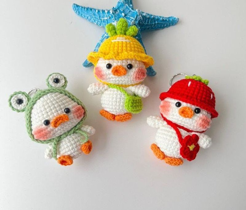 Handmade Crochet Duck Keychains