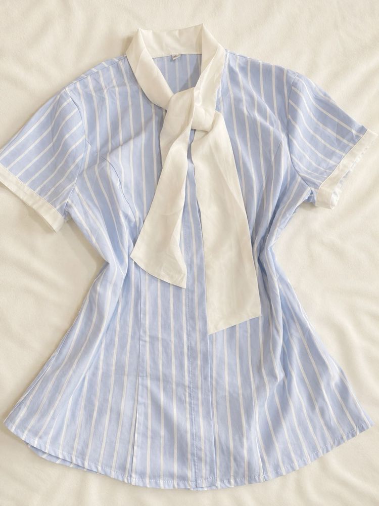 Chic Striped Tie-Neck Top