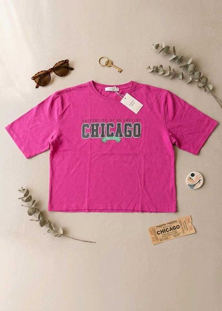 Pink Chicago Graphic T-Shirt