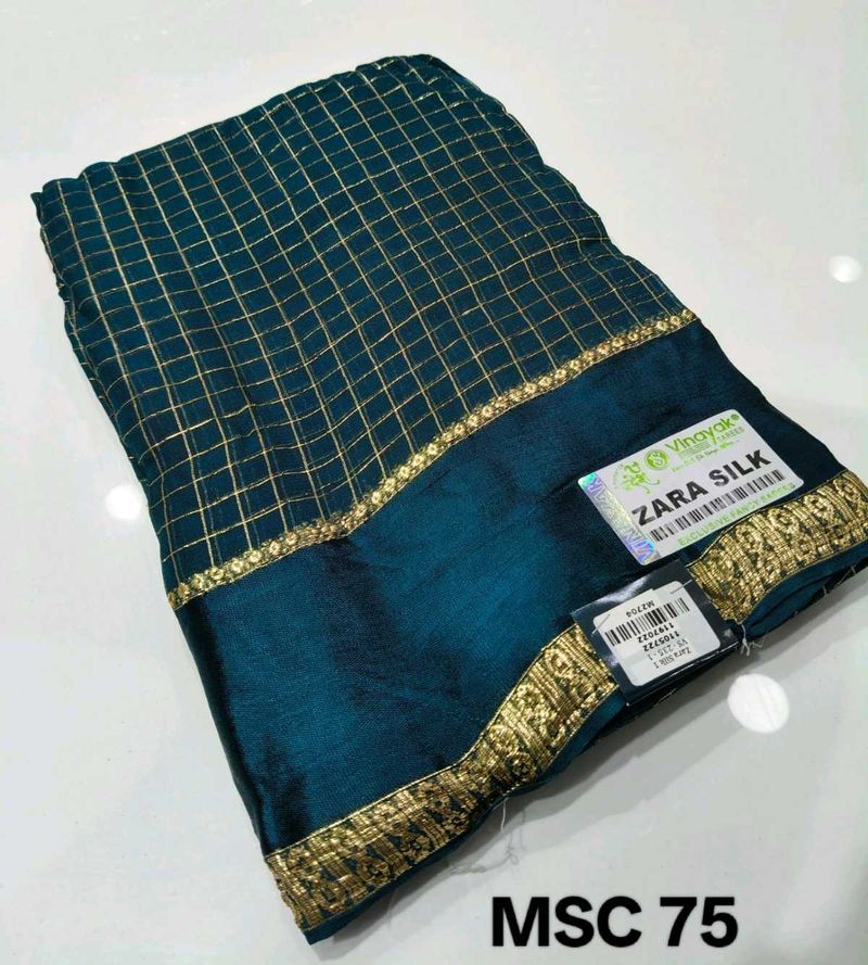 Elegant Teal Silk Saree with Gold Weave
