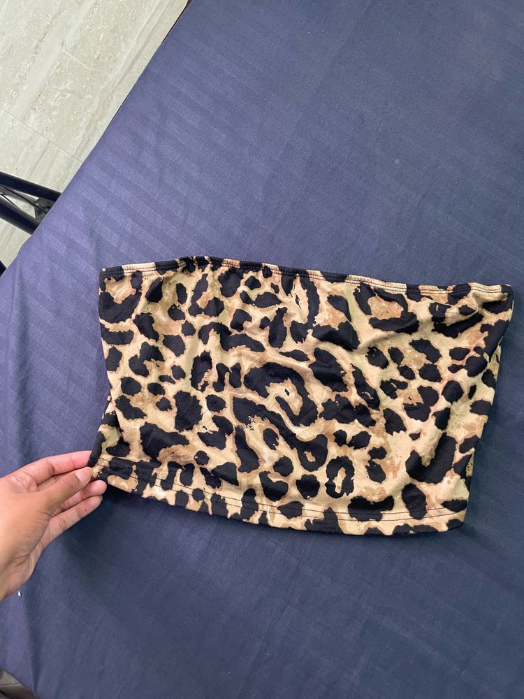 leopard Print Strapless Tube Top