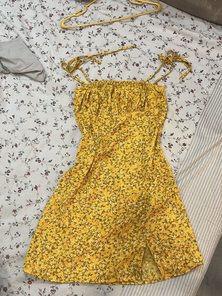 Yellow Floral Mini Dress