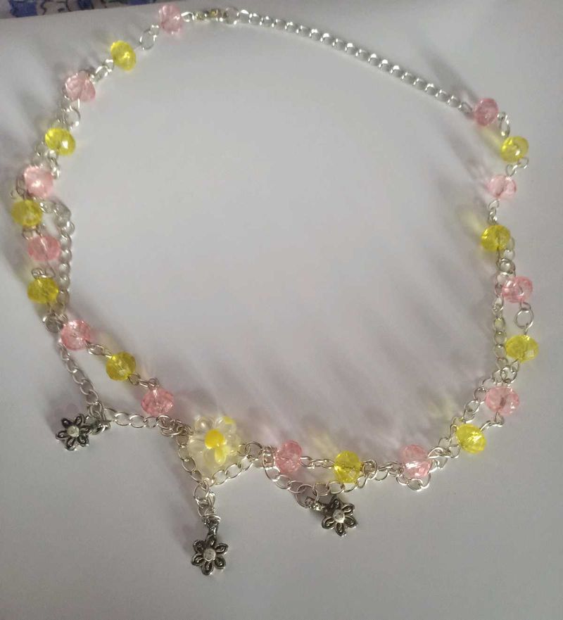 Beaded Silver Chain Necklace