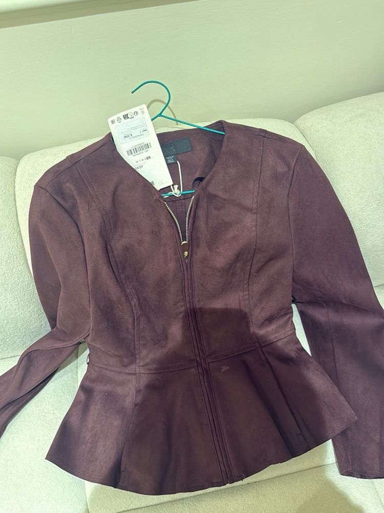 ZARA Chic Peplum Suede Jacket