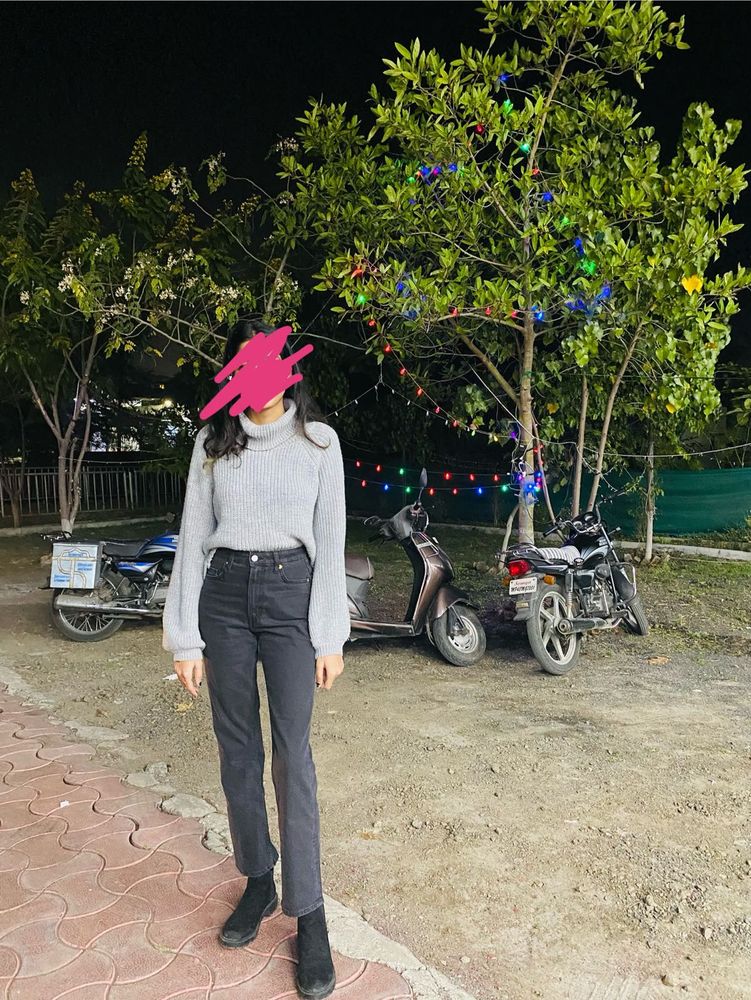 Grey Turtleneck Sweater