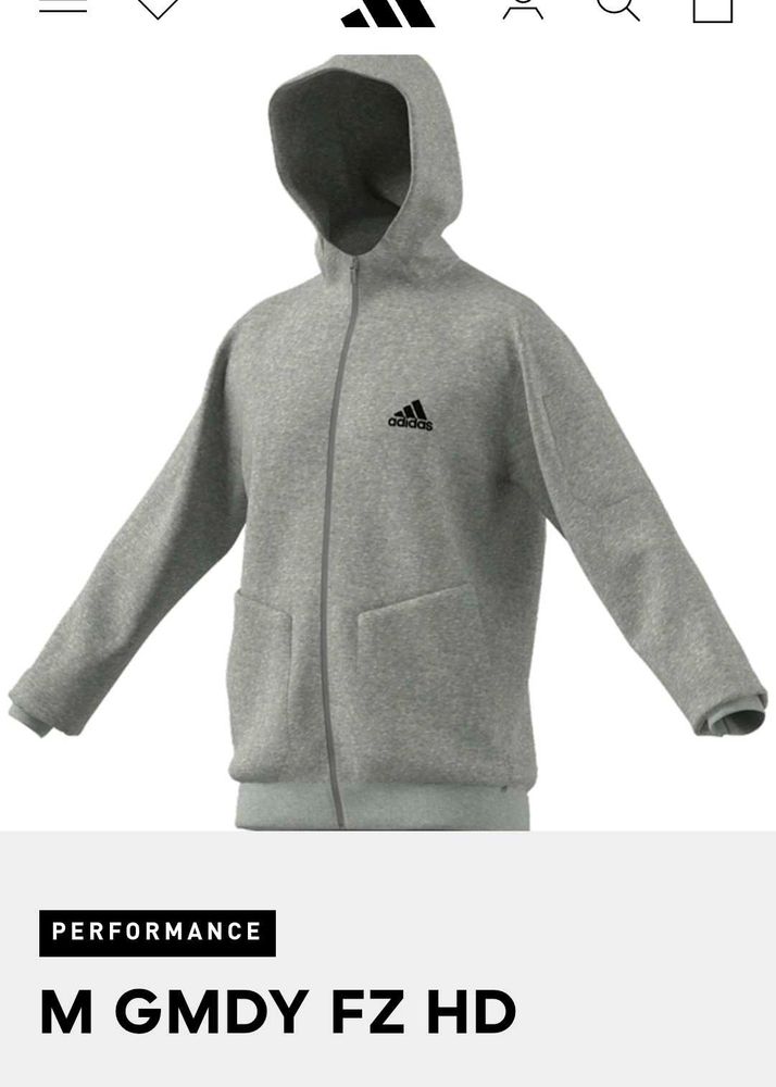 Adidas Grey Zip-Up Hoodie
