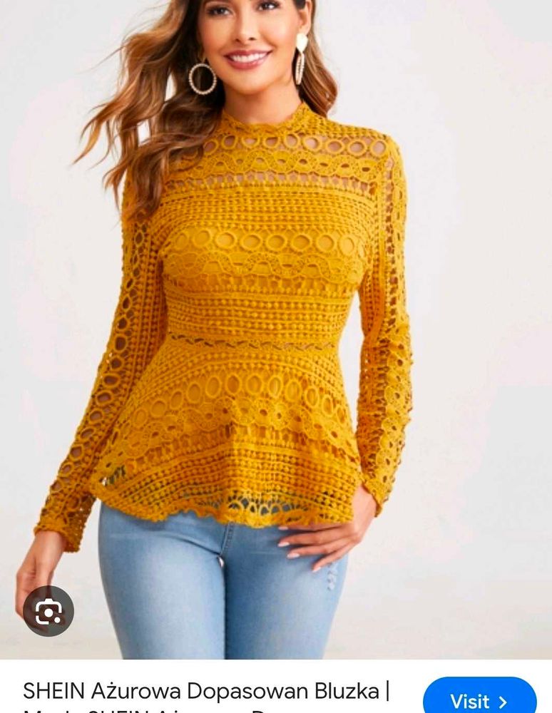 Chic Yellow Crochet Peplum Top
