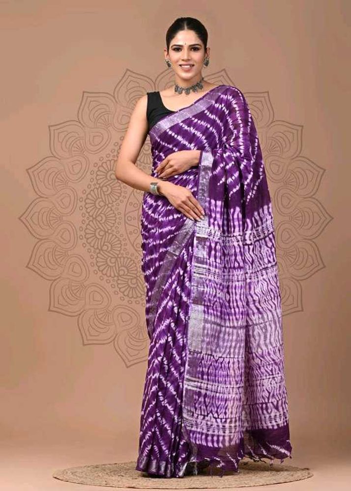 Vibrant Purple Tie-Dye Saree