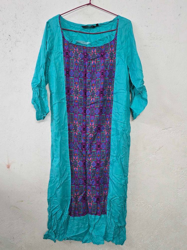 Stylish Teal Printed Kurta