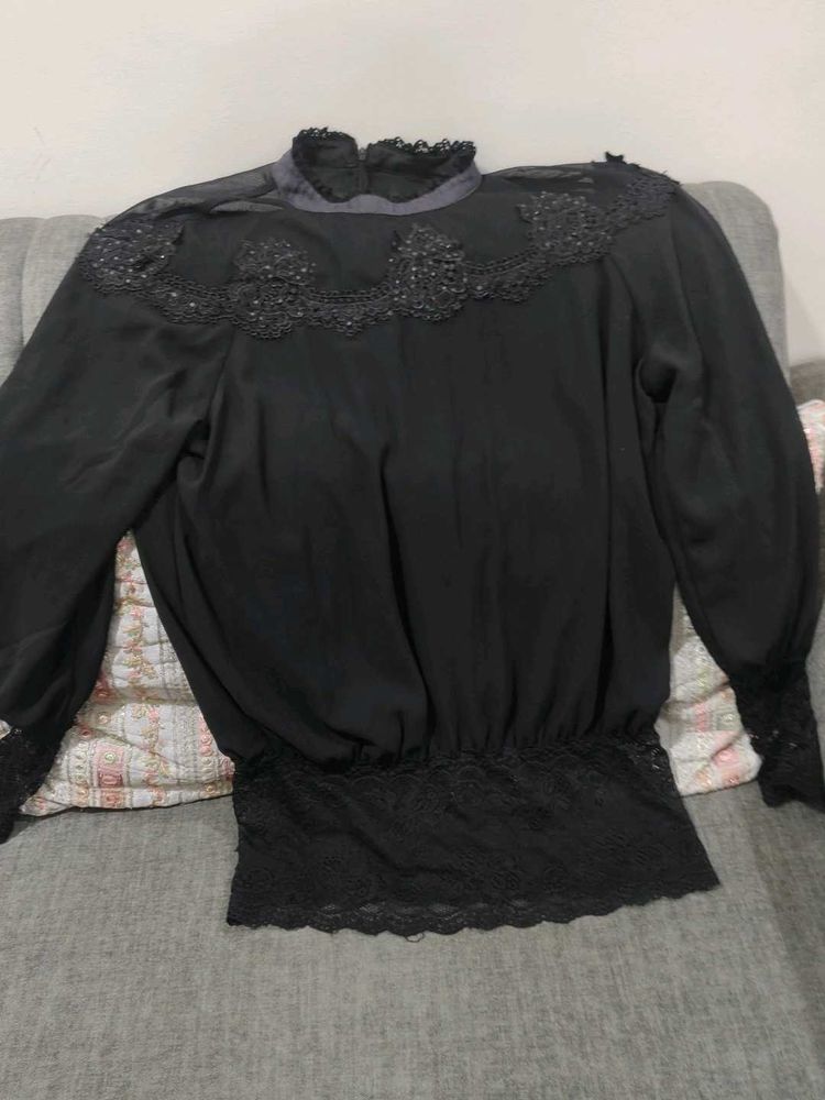 Elegant Black Lace Top...