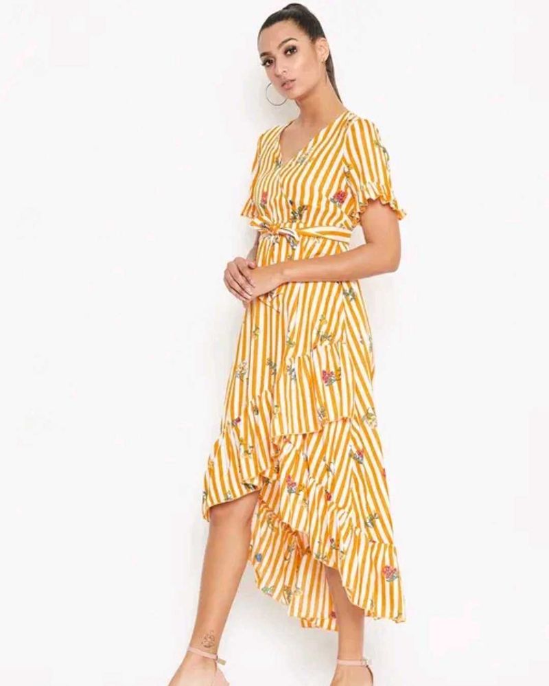 Chic Striped Floral Midi Dress