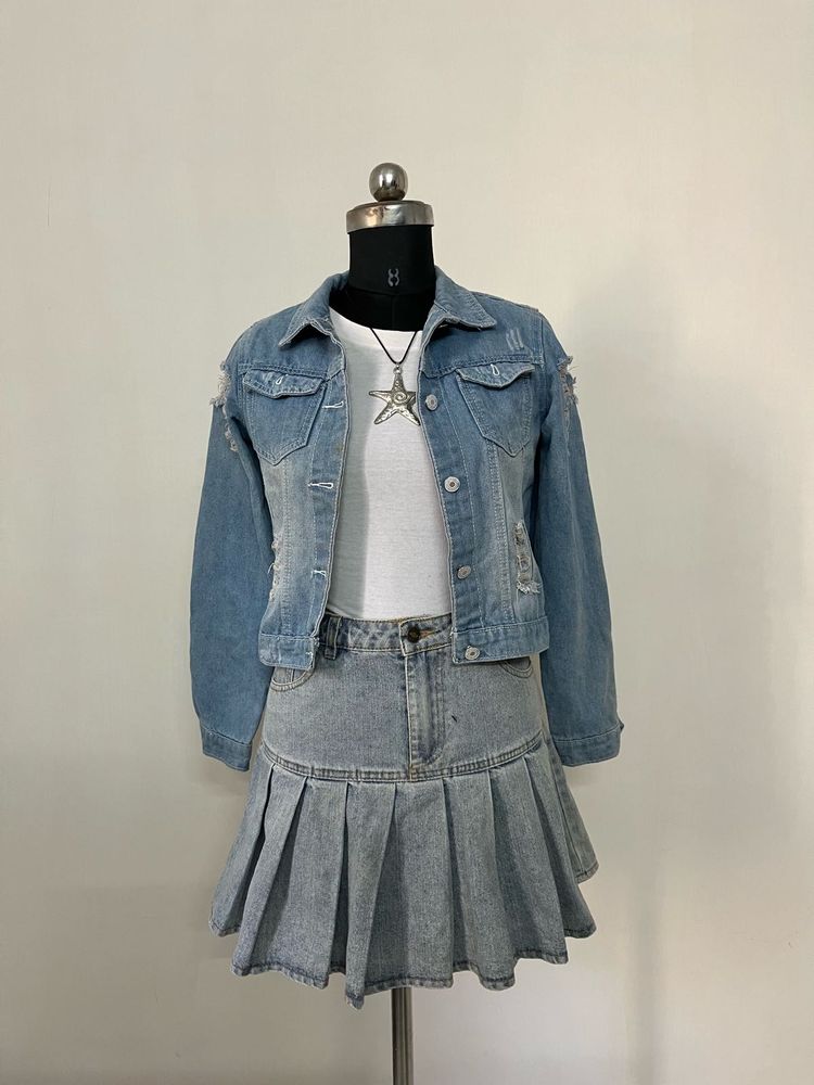Light Blue Distressed Denim Jacket