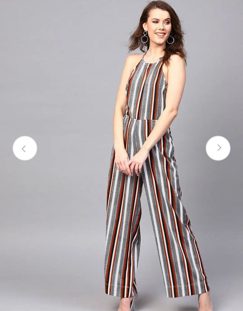 Striped Halter Neck Jumpsuit