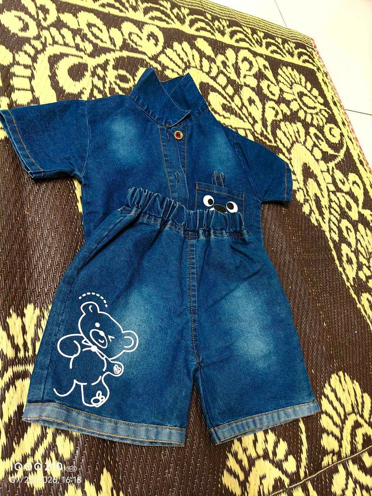 Cute Denim Shorts Set for Boys