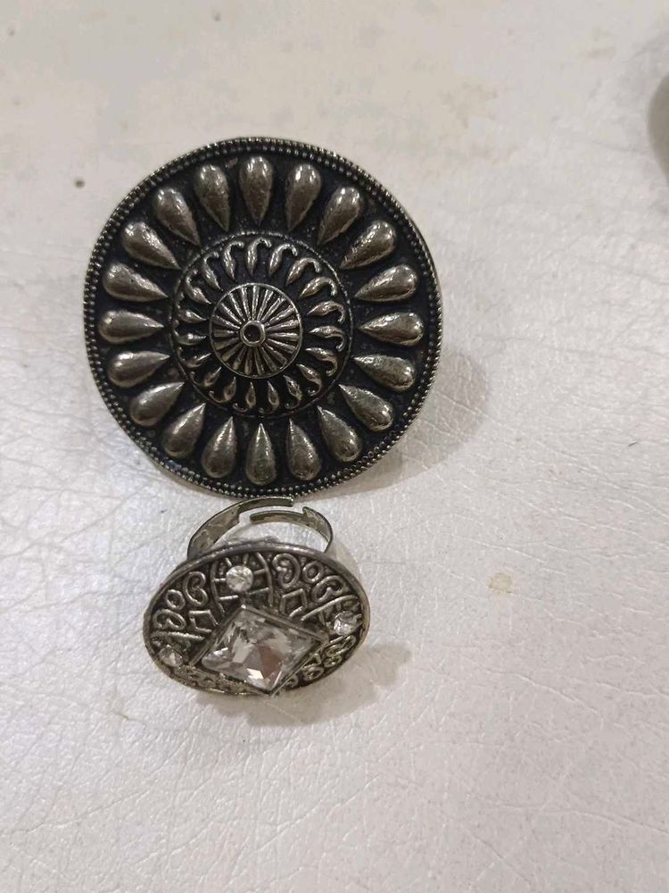 combo Oxidized Silver Ethnic Rings