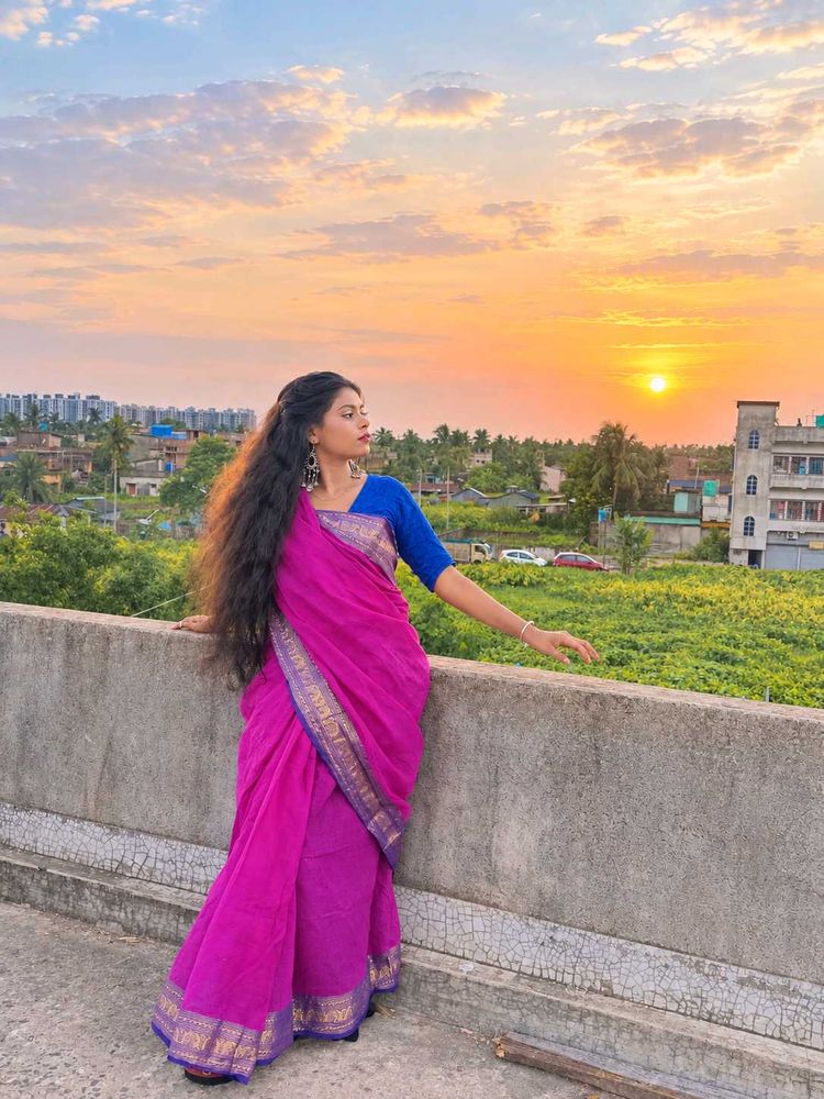 Vibrant Pink Cotton Saree