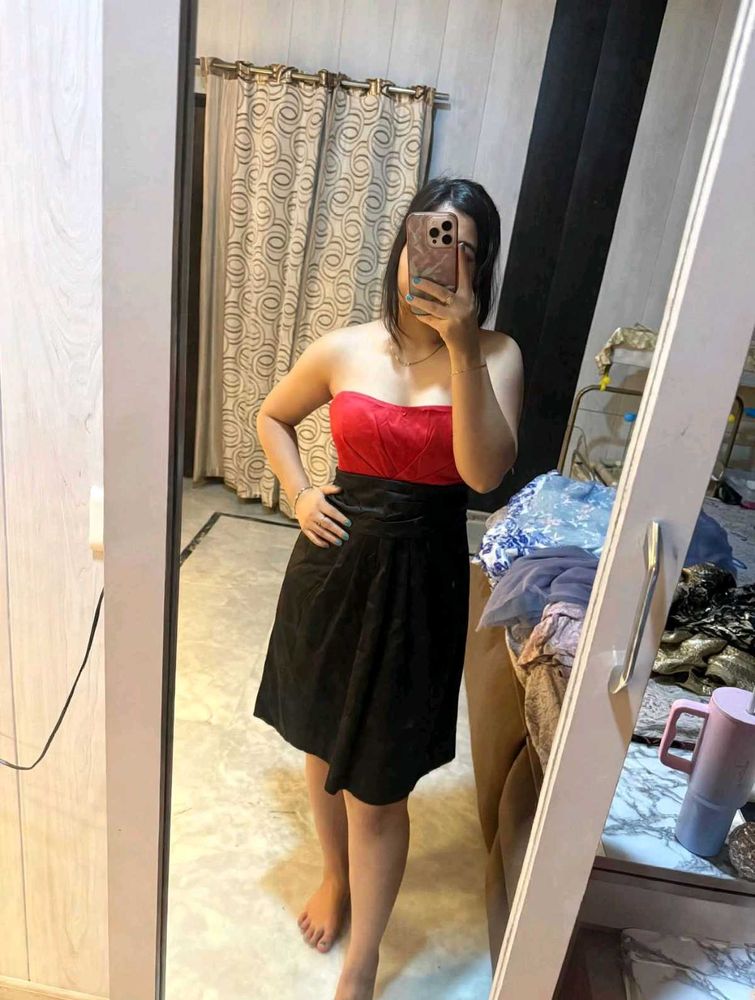 Strapless Red &amp; Black Dress