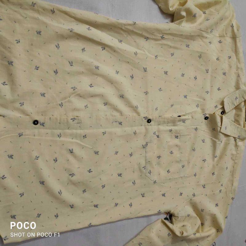 Men's Light Yellow Printed Shirt