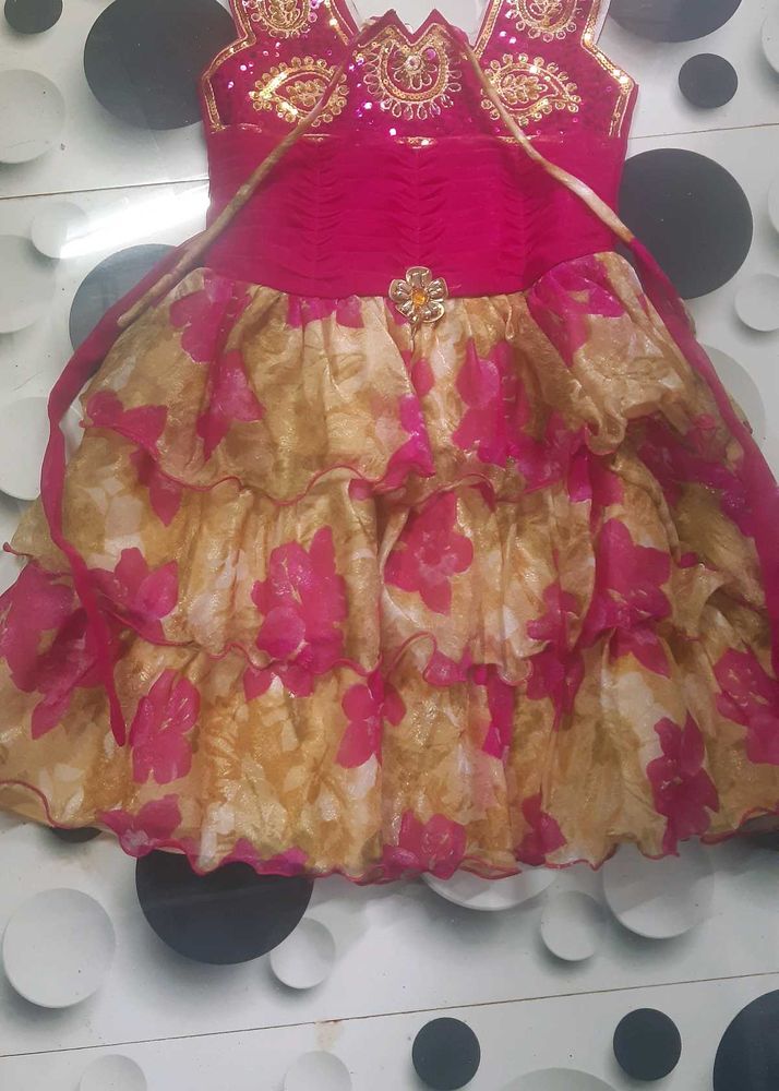 Pink &amp; Gold Floral Party Dress