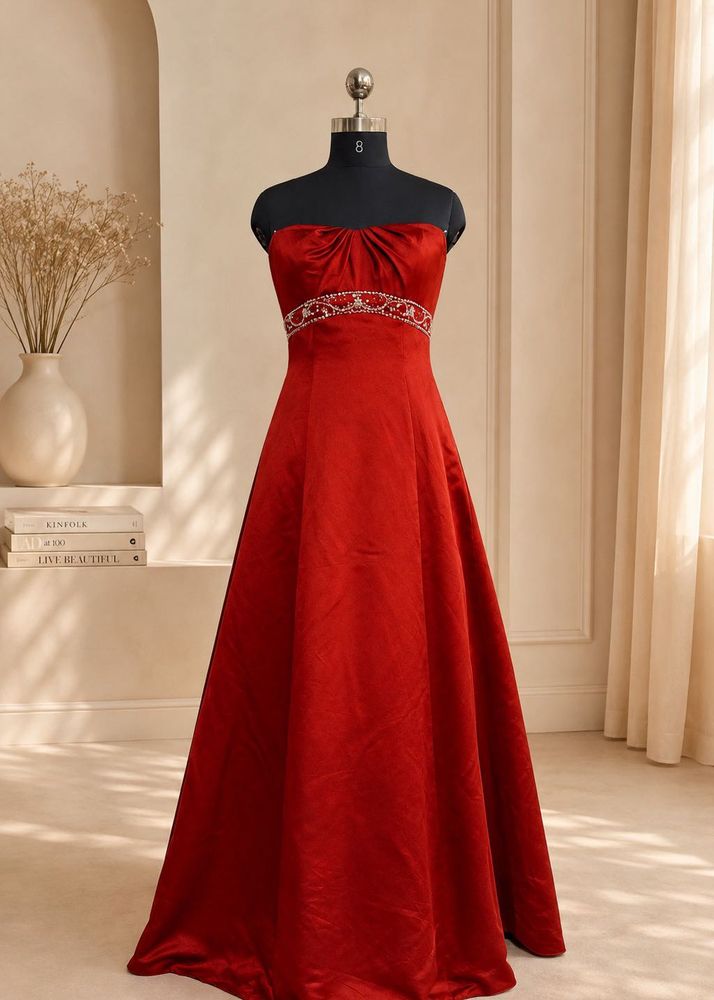 Elegant Red Embellished Gown