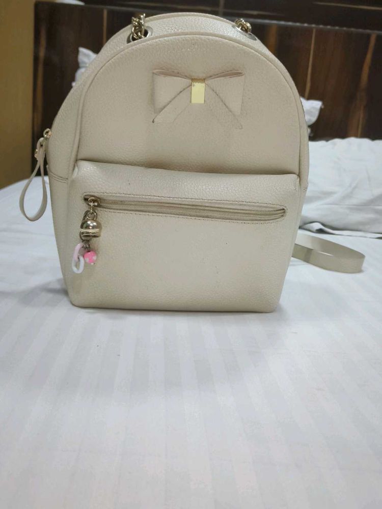 Cute Cream Bow Backpack