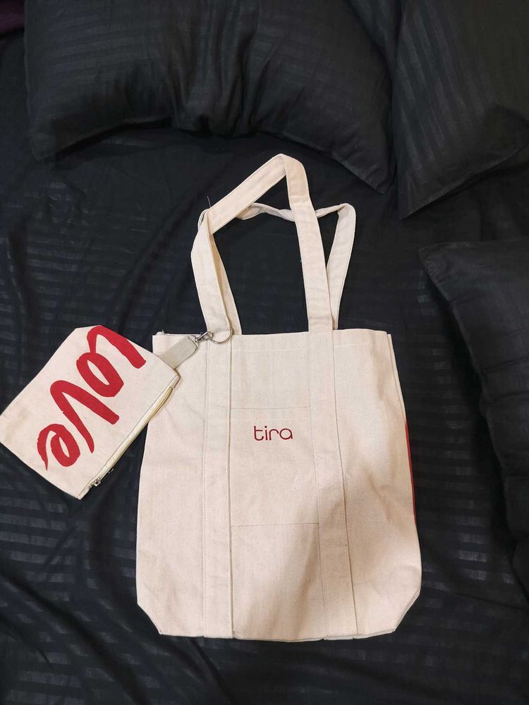 Tira Love Tote Bag with Matching Pouch Combo