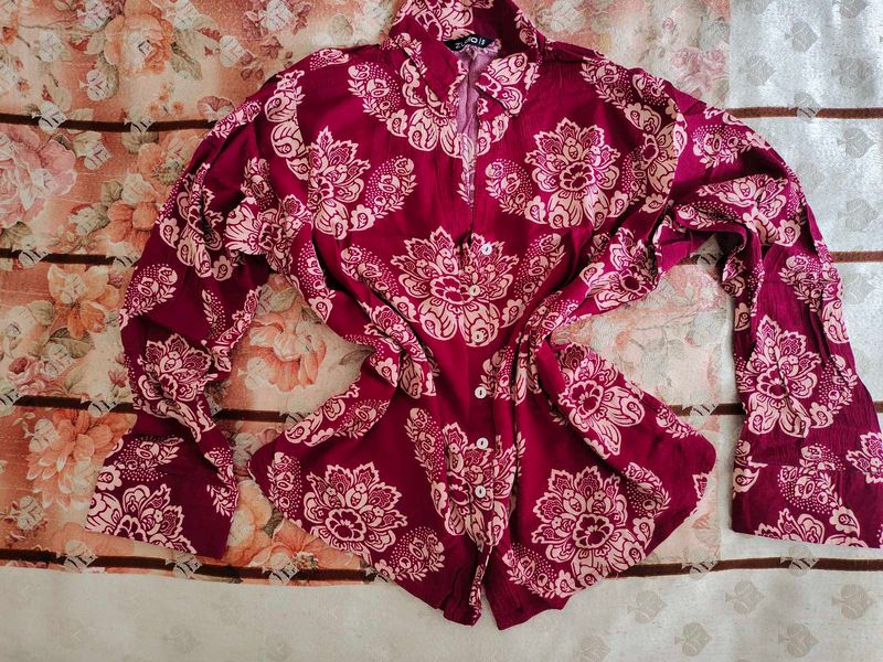 Vibrant Floral Print Button-Down Shirt