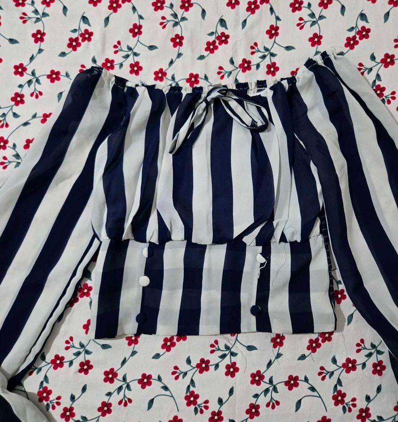 Striped Off-Shoulder Blouse
