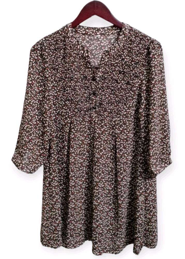 Floral Print Sheer Blouse