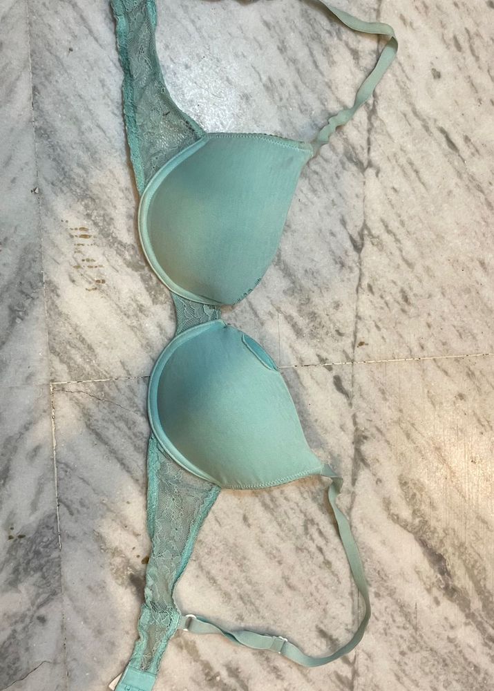 Mint Green Lace Trim Bra