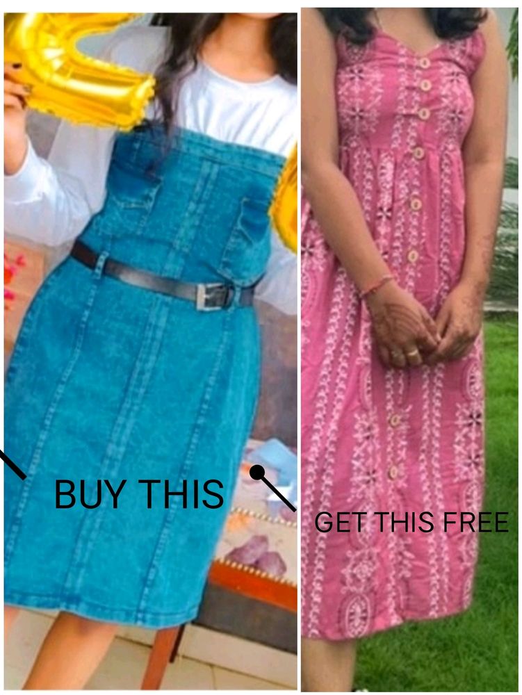 Buy The Denim Dress From Profile And Get Pink Dres