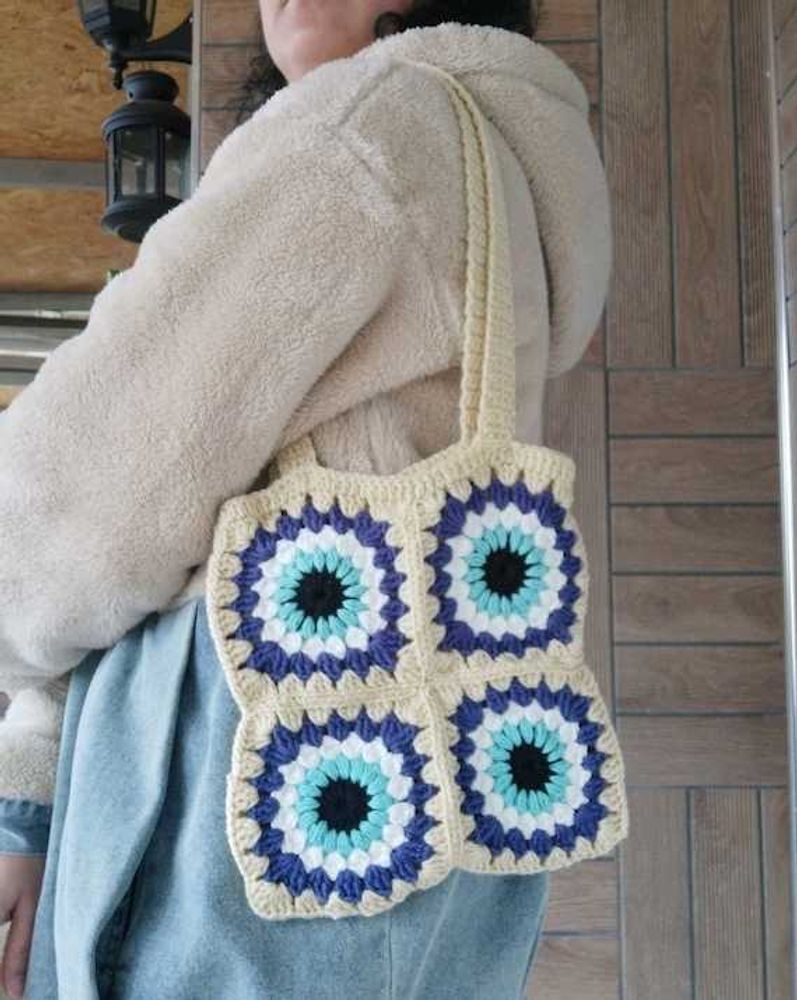 Evil eye crochet bag