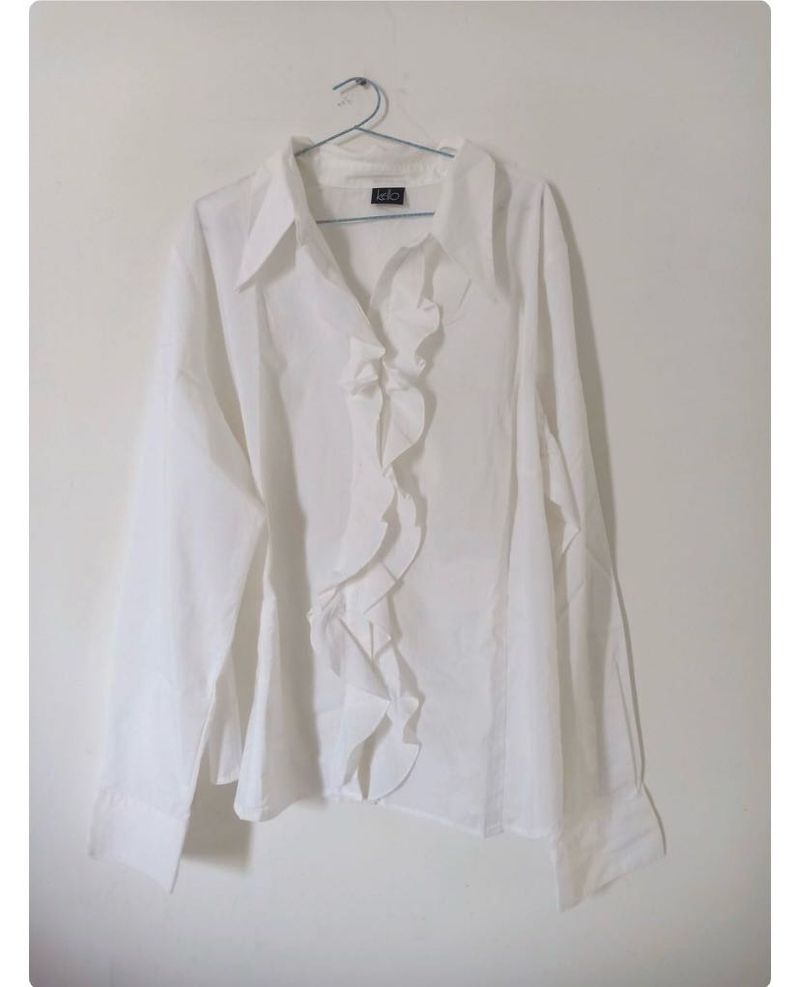 Classic White Ruffled Blouse