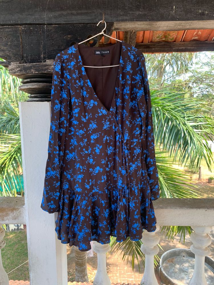 Brown And Blue Zara Dress