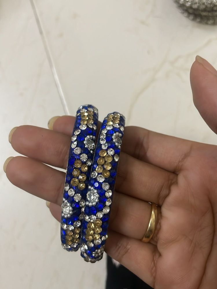 Sparkling Blue &amp; Gold Bangles