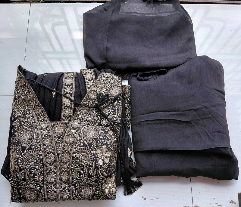 Embellished Black Indo - Western Sharara Suit Set