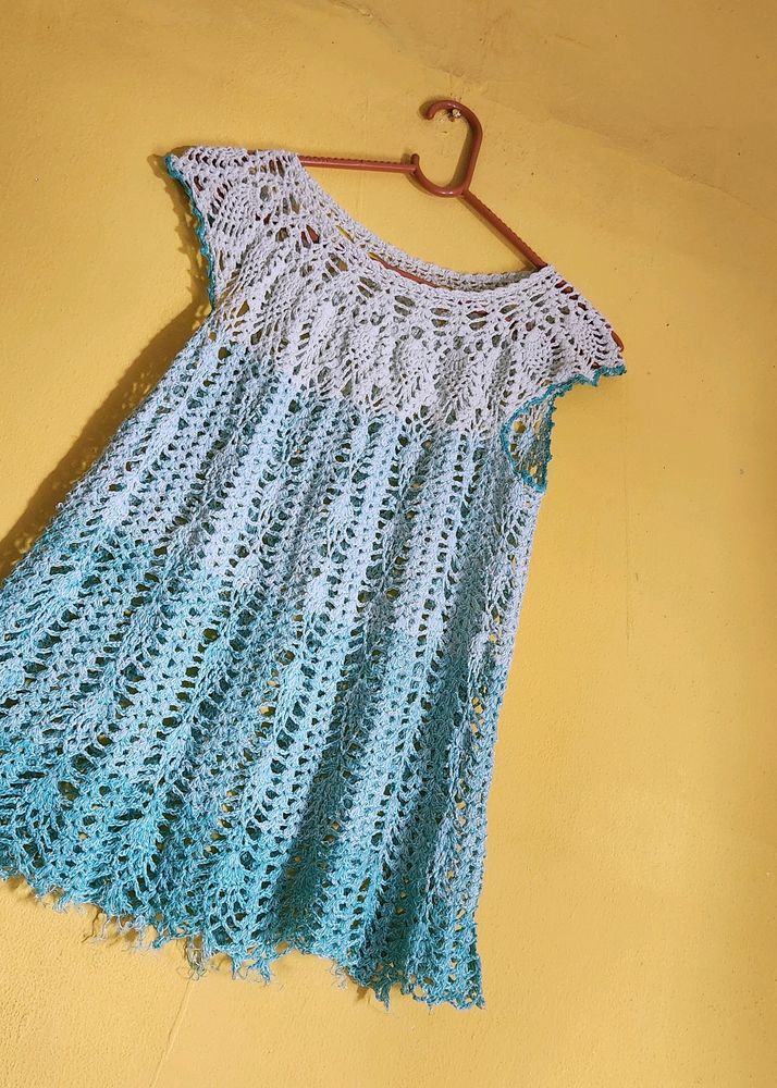 Sky Blue Shaded Crochet Top