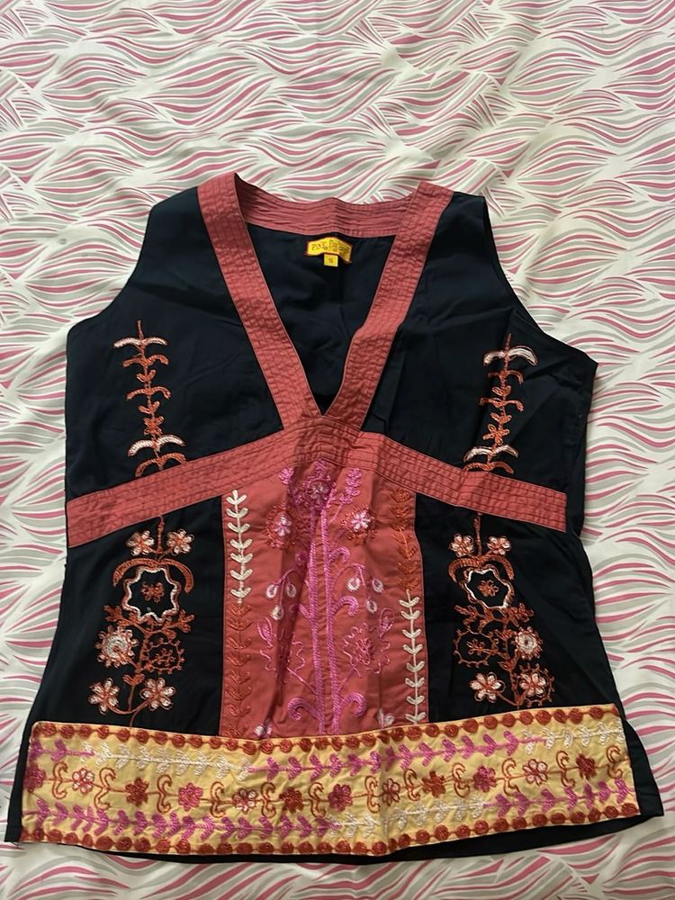 Embroidered Sleeveless Top
