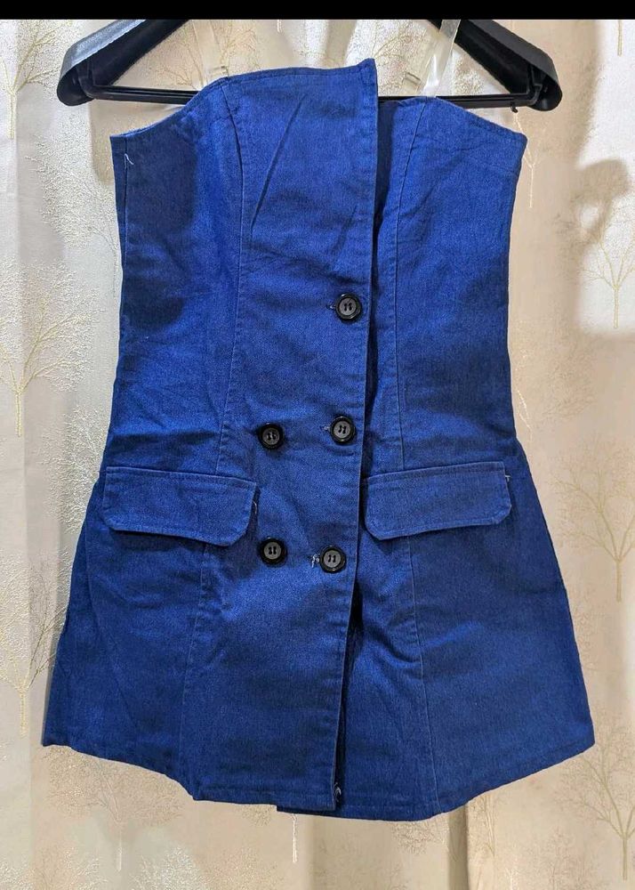 Denim Strapless Top