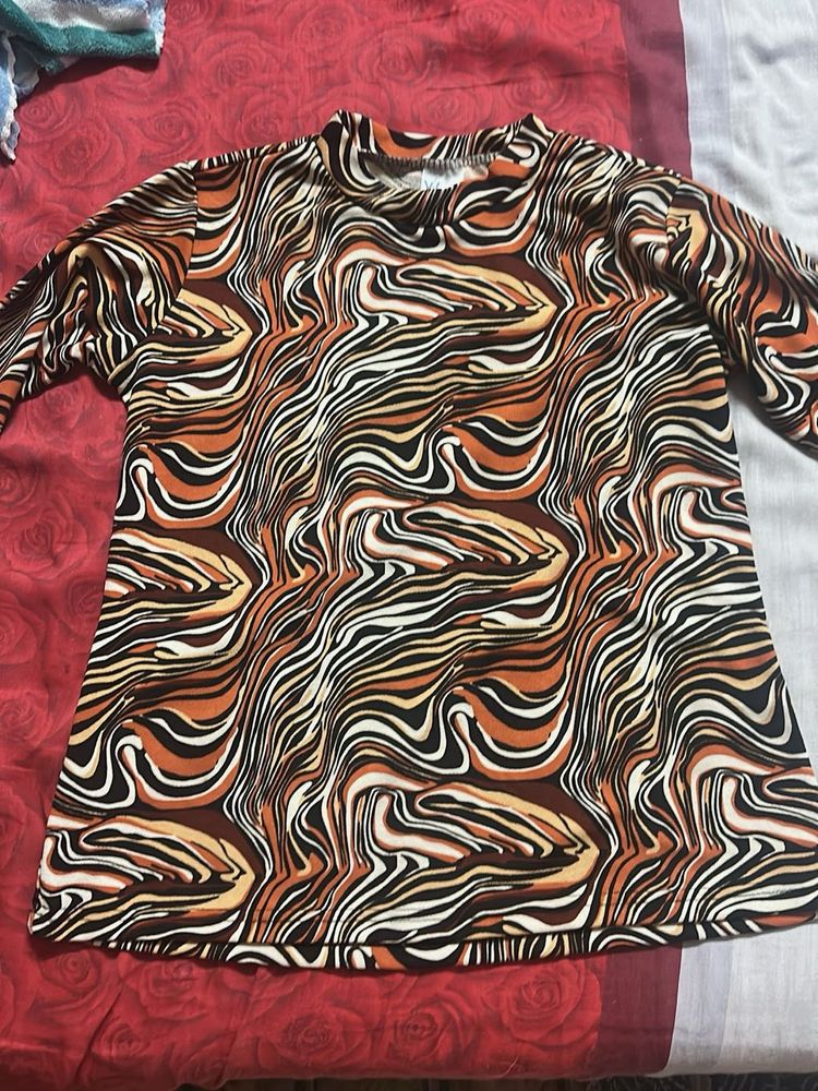 Trendy Abstract Print Long Sleeve Top
