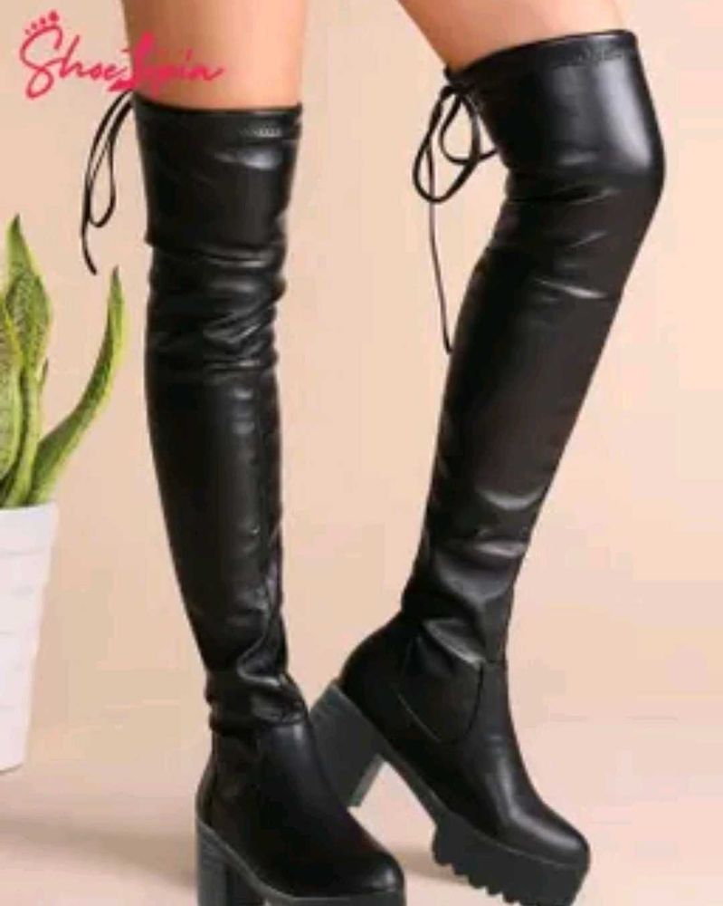 Black Thigh-High Platform Boots