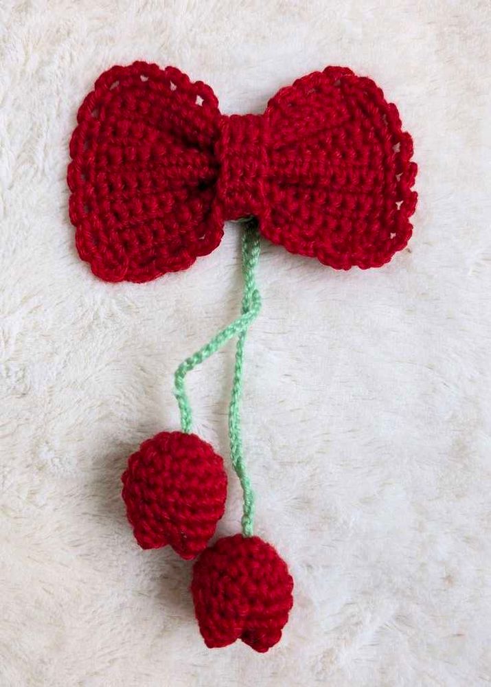 Handmade Cherry Bow Hair Clip